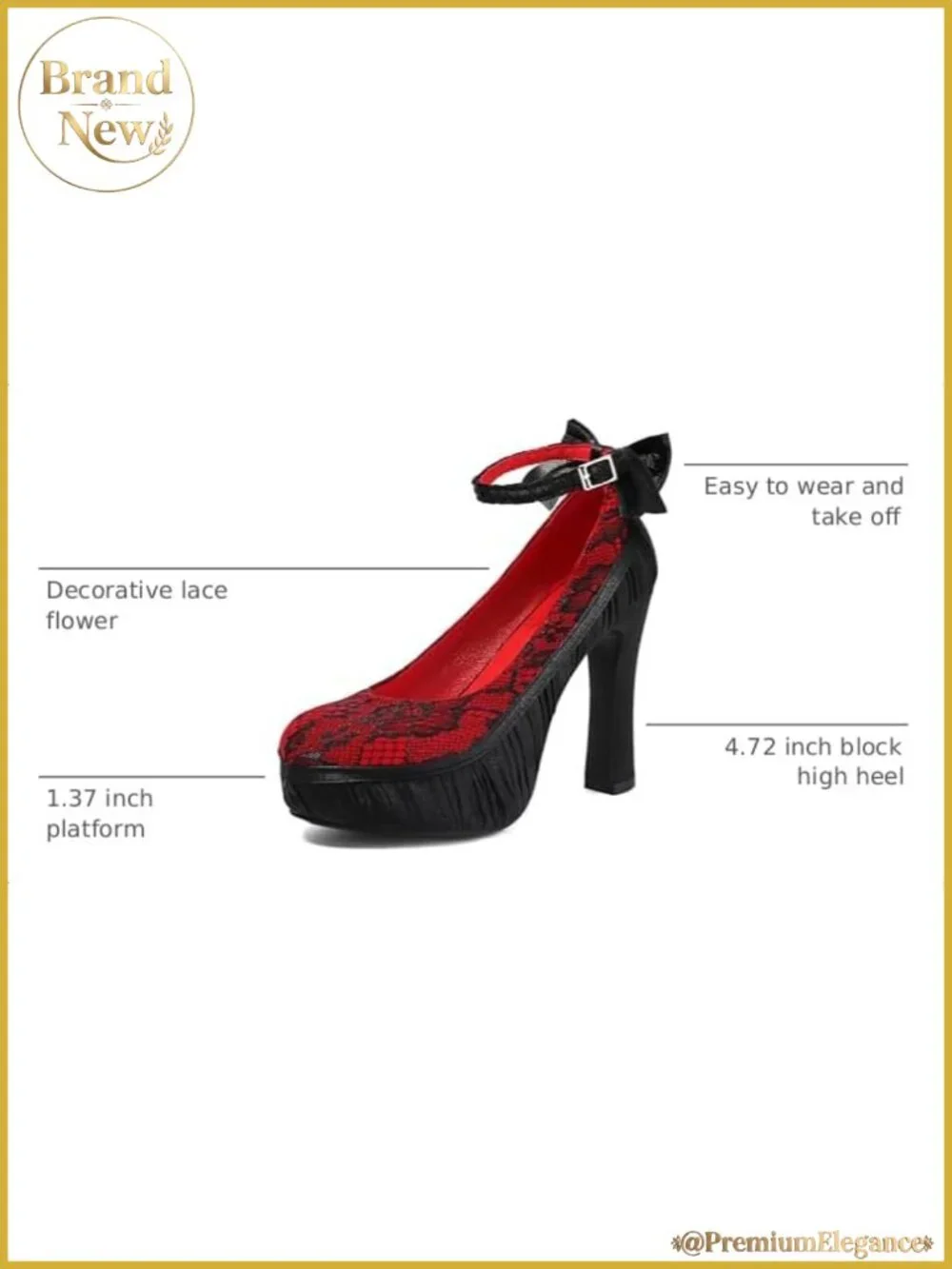 Mary Jane Gothic Platform High Heels Lace Flower Bow Pumps